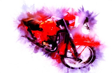 Motosiklet görüntüleme rengi izole edilmiş sanat antika retro
