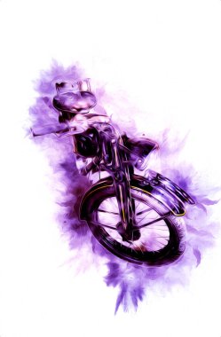 Motosiklet görüntüleme rengi izole edilmiş sanat antika retro