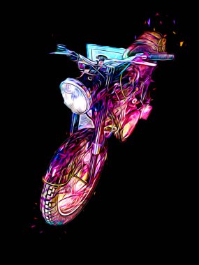 Motosiklet görüntüleme rengi izole edilmiş sanat antika retro