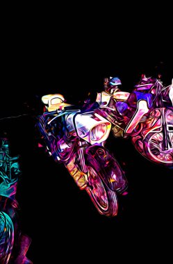 Motosiklet görüntüleme rengi izole edilmiş sanat antika retro