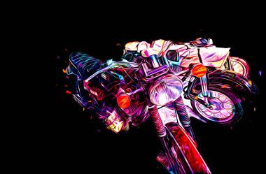 Motosiklet görüntüleme rengi izole edilmiş sanat antika retro