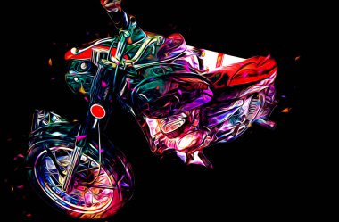 Motosiklet görüntüleme rengi izole edilmiş sanat antika retro