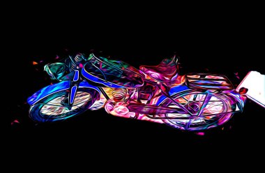 Motosiklet görüntüleme rengi izole edilmiş sanat antika retro