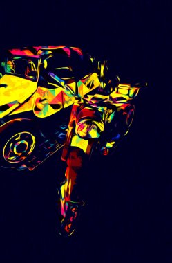 Motosiklet görüntüleme rengi izole edilmiş sanat antika retro