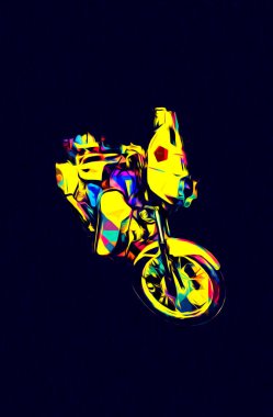 Motosiklet görüntüleme rengi izole edilmiş sanat antika retro