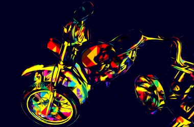 Motosiklet görüntüleme rengi izole edilmiş sanat antika retro