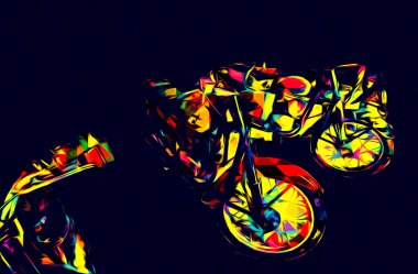 Motosiklet görüntüleme rengi izole edilmiş sanat antika retro