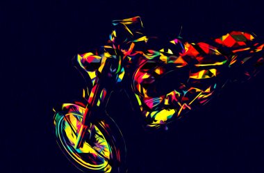 Motosiklet görüntüleme rengi izole edilmiş sanat antika retro
