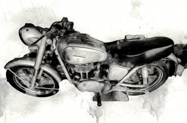 Motosiklet görüntüleme rengi izole edilmiş sanat antika retro