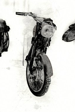 Motosiklet görüntüleme rengi izole edilmiş sanat antika retro