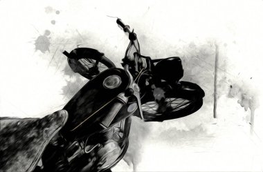 Motosiklet görüntüleme rengi izole edilmiş sanat antika retro