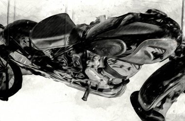 Motosiklet görüntüleme rengi izole edilmiş sanat antika retro