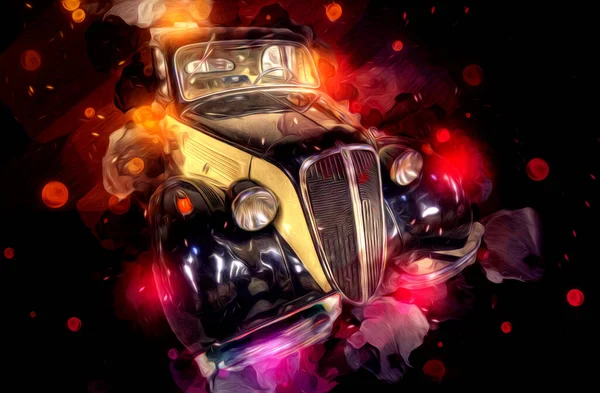 Vintage Retro Classique Vieille Illustration Voiture — Photo