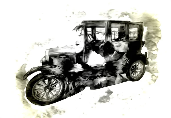 Vintage Ρετρό Κλασικό Παλιό Αυτοκίνητο Εικονογράφηση — Φωτογραφία Αρχείου