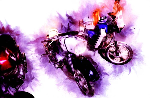 Motor cycle llustration color isolated art vintage retro