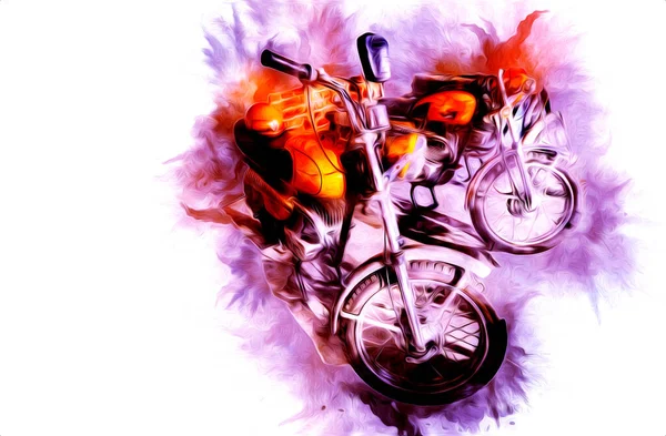 Motorkerékpár Csillogás Szín Elszigetelt Művészet Szüret Retro — Stock Fotó