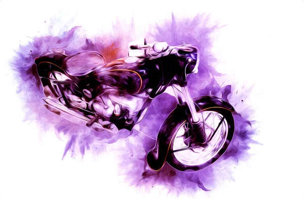 Motorrad Llustration Farbe Isoliert Kunst Vintage Retro — Stockfoto