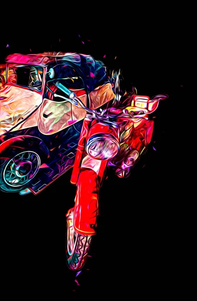 Ilustración Motocicleta Color Arte Aislado Vintage Retro — Foto de Stock