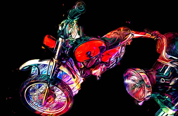 Motor Cycle Llustration Color Isolated Art Vintage Retro — Stock Photo, Image