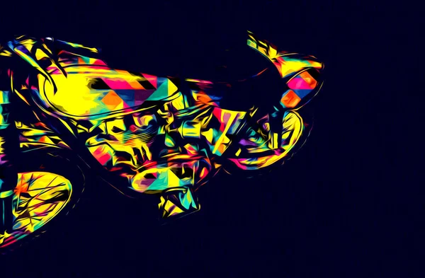 Моторный Цикл Люстрации Цвета Изолированные Искусства Винтажного Ретро — стоковое фото