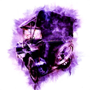 Klasik Retro Klasik Eski Araba Çizimi