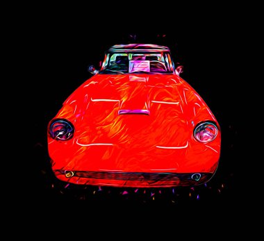 Klasik Retro Klasik Eski Araba Çizimi