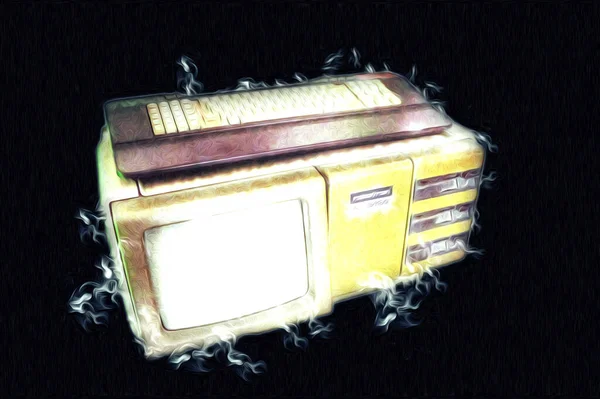 Παλιά Απεικόνιση Τέχνη Του Υπολογιστή Ρετρό Vintage Μηχανή Χρώμα Σκίτσο — Φωτογραφία Αρχείου