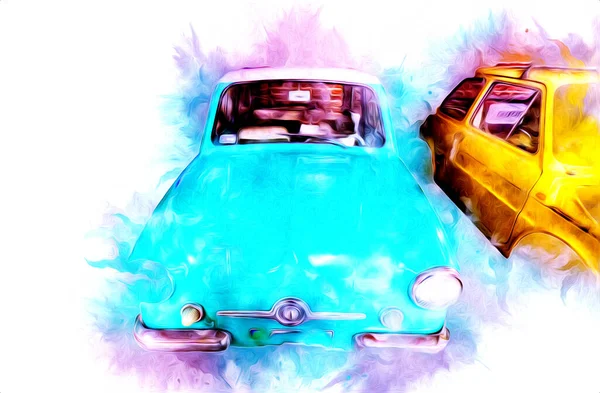 Vintage Retro Classic Ilustración Coches Antiguos — Foto de Stock