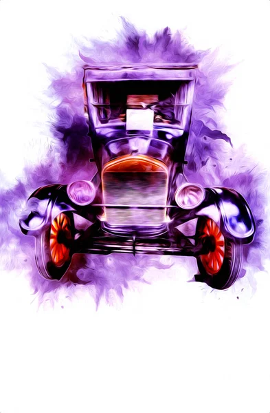 Vintage Retro Classique Vieille Illustration Voiture — Photo