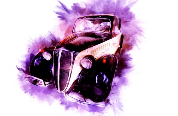 ヴィンテージレトロクラシック古い車のイラスト — ストック写真