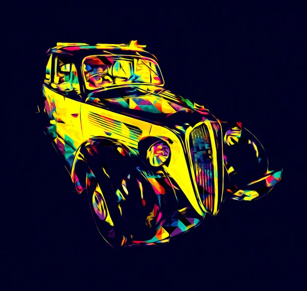 Vintage Retro Classique Vieille Illustration Voiture — Photo