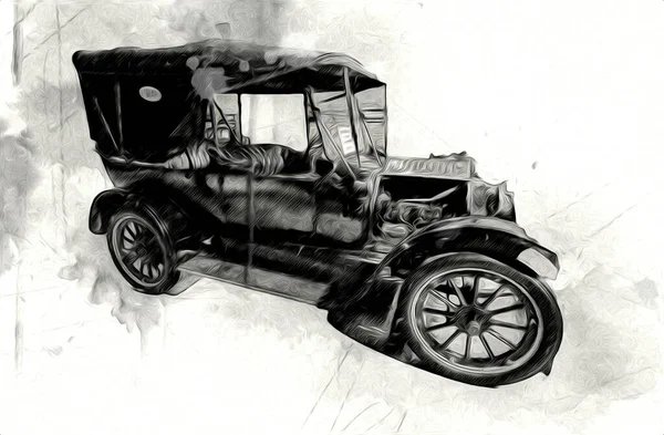 Vintage Retro Classique Vieille Illustration Voiture — Photo