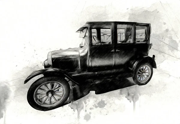 Vintage Retro Classique Vieille Illustration Voiture — Photo