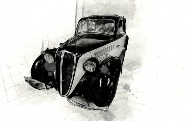 Vintage Retro Classique Vieille Illustration Voiture — Photo