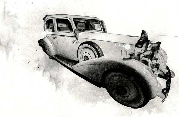 Vintage Retro Classique Vieille Illustration Voiture — Photo