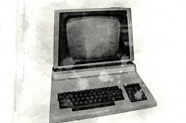 Alte Computergrafik Illustration Retro Oldtimer Maschine Farbe Skizze — Stockfoto