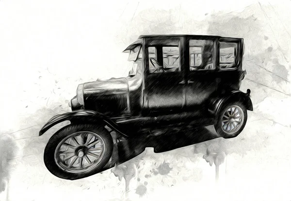 Vintage Retro Classic Old Car Illustration — Stock Photo, Image