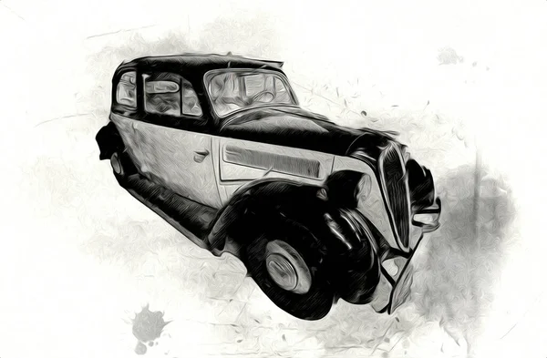 Vintage Retro Classic Old Car Illustration — Stock Photo, Image