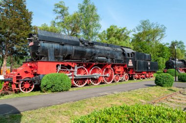 Resita, Romania - May 02, 2013: Steam locomotive displayed at an museum. CFR 142-072