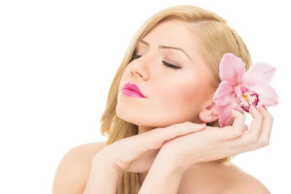 Beautiful blonde woman daydreaming Stock Picture