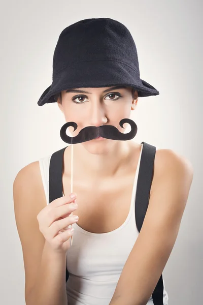 Mulher com bigode — Fotografia de Stock