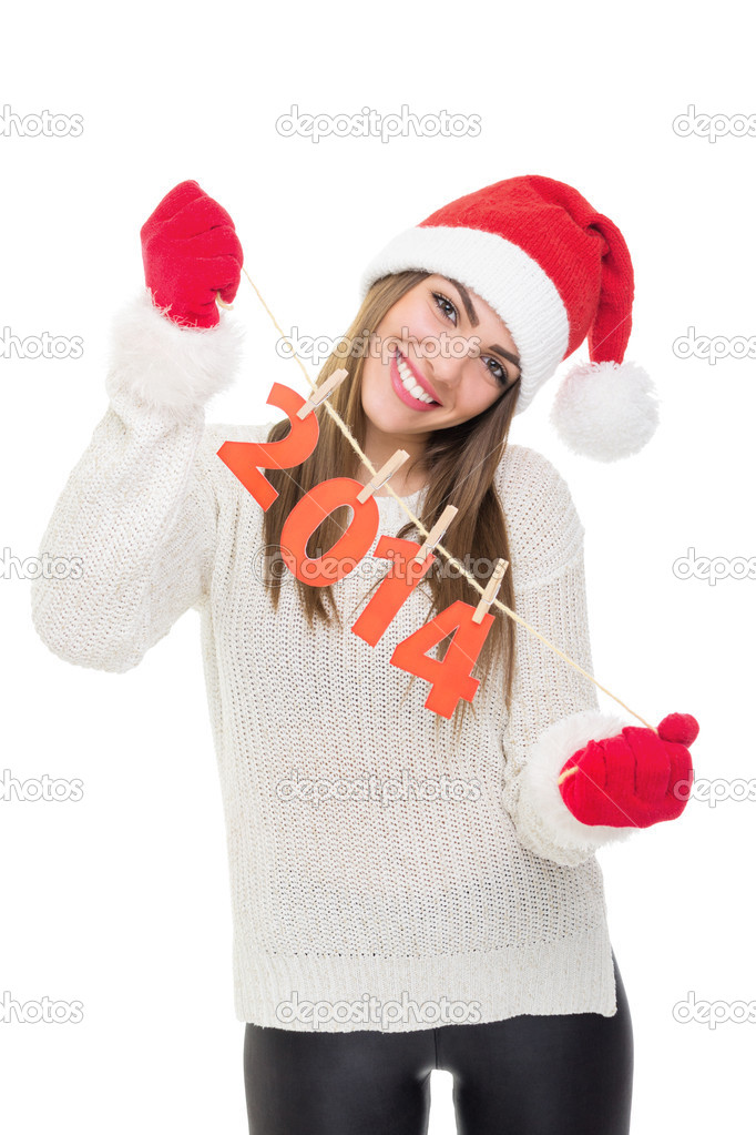 Excited young woman celebrating New Year