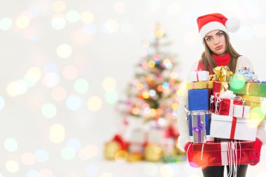 Noel coşku ile birçok genç yorgun kadın