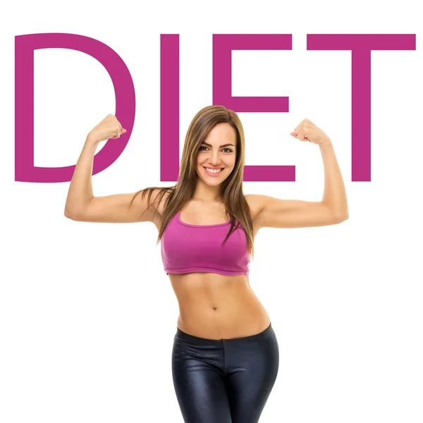 Apto conceito de dieta jovem mulher desportiva — Fotografia de Stock