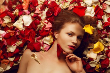 seksi re ile şık bir kırmızı saçlı (zencefil) modeli portre