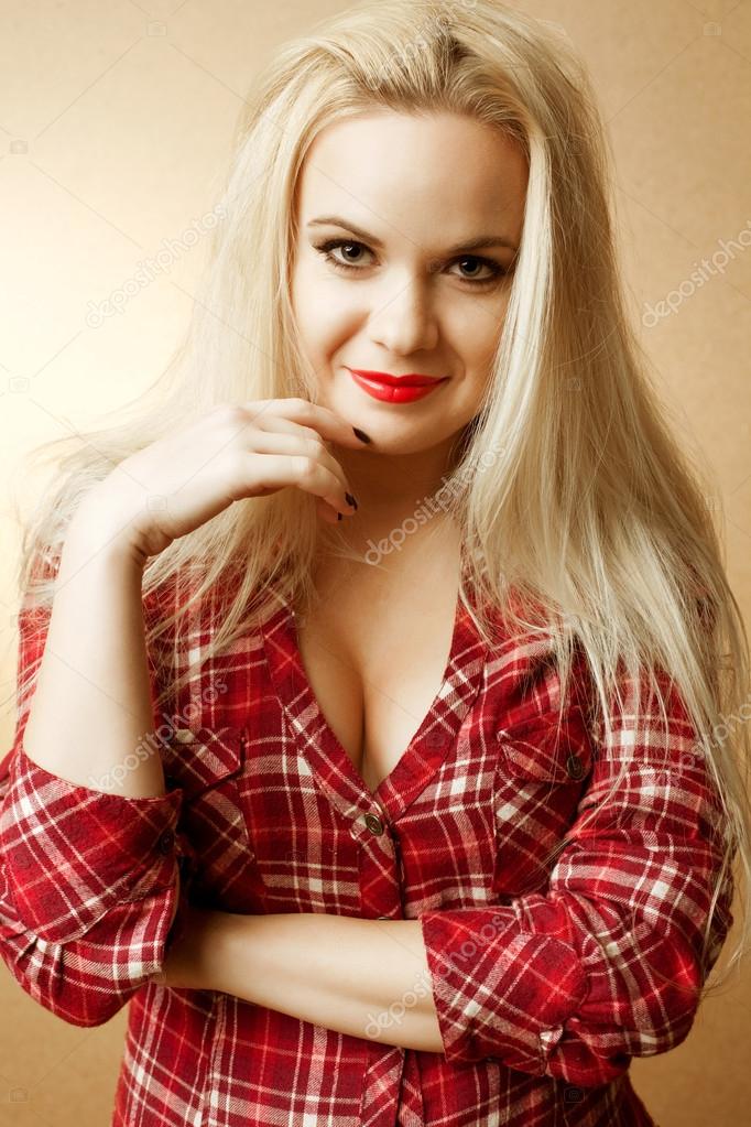 Portrait Of A Beautiful Housewife Girl Next Door With Long Blo