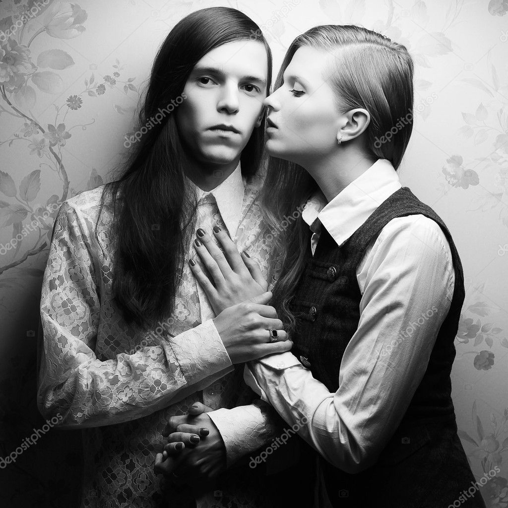 Long Haired Pretty Boy Vintage Portrait Of Beautiful Long Haired