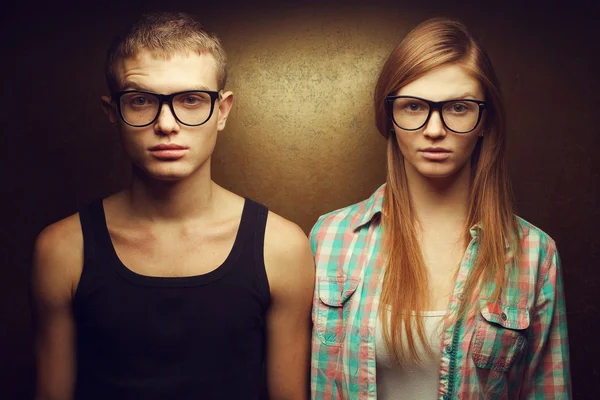 Concetto di occhiali. Divertente ritratto di splendidi capelli rossi (zenzero ) — Foto Stock