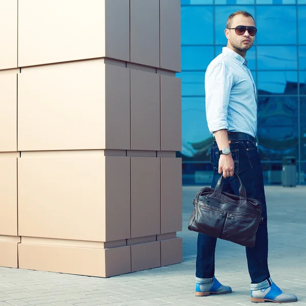 Metrosexual Man Concept. Portrait of attractive man in trendy ca — Stock Photo, Image