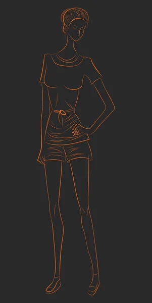 Chica de estilo de boceto — Vector de stock